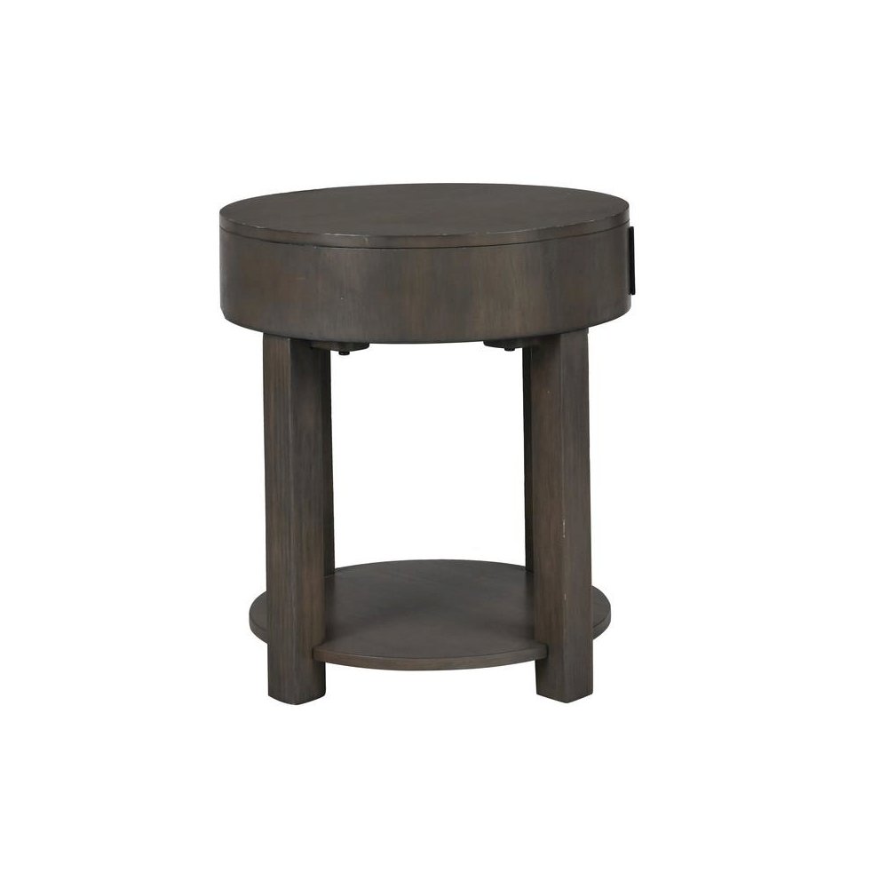 Jonah Light Brown MDF End Table with USB Ports