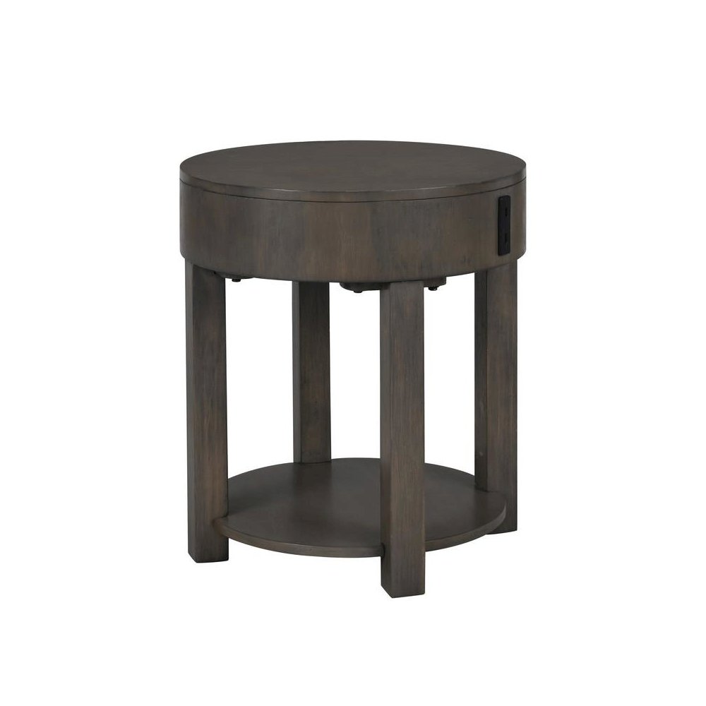 Jonah Light Brown MDF End Table with USB Ports