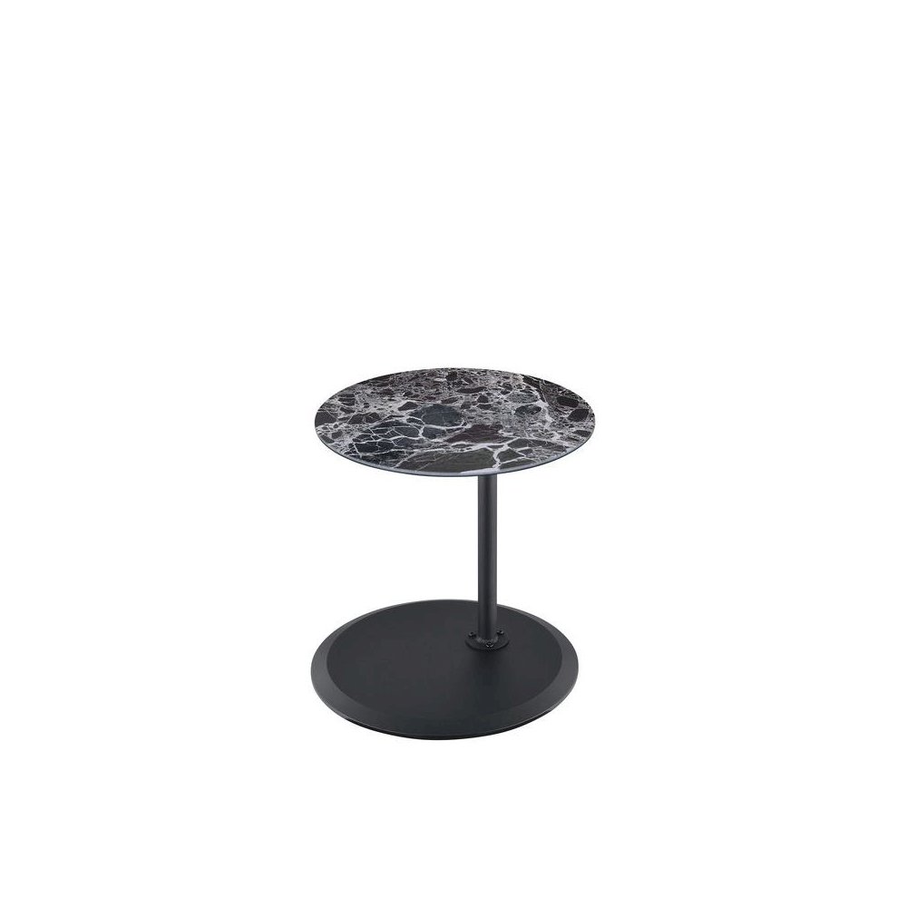 Orbit End Table with Height Adjustable Black Marble Textured Top