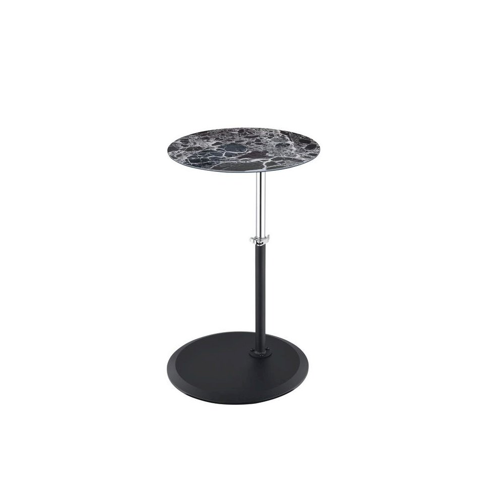 Orbit End Table with Height Adjustable Black Marble Textured Top