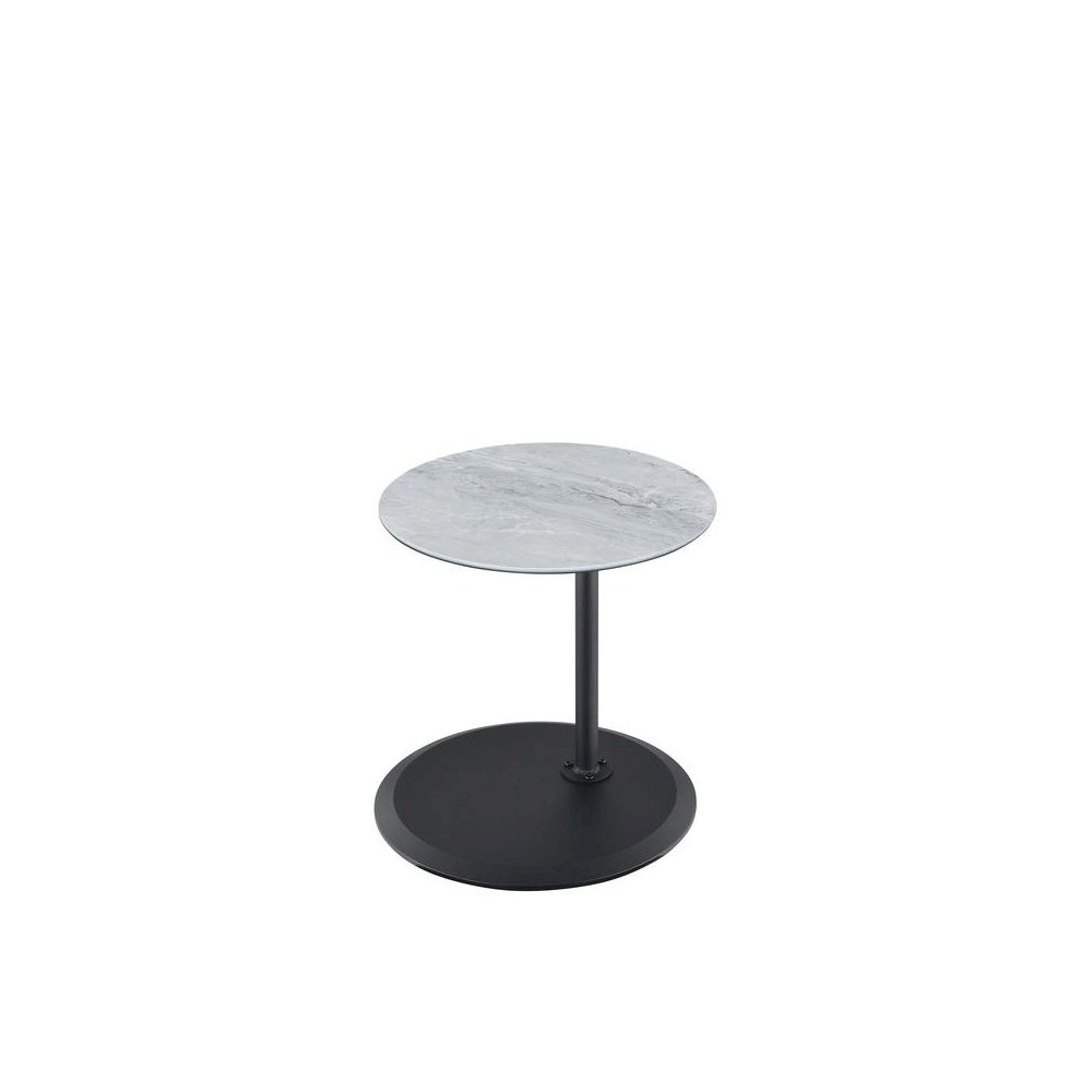 Orbit End Table with Height Adjustable Gray Marble Textured Top