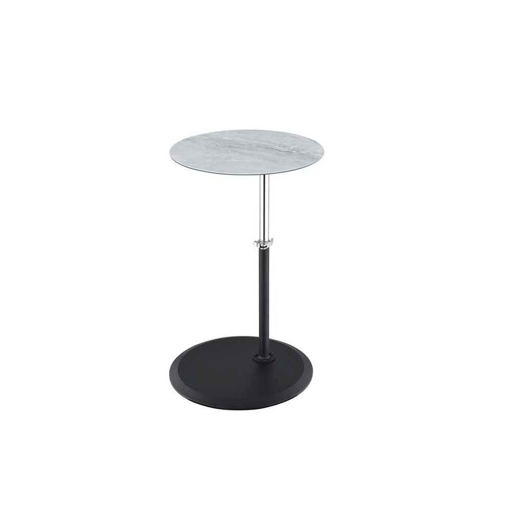 Orbit End Table with Height Adjustable Gray Marble Textured Top