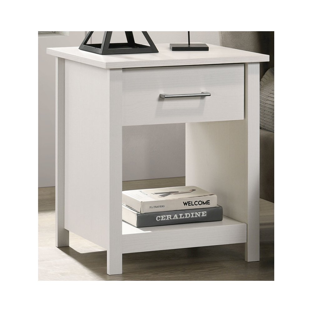 Celeste 20″W White 1-Drawer Nightstand Bedside Table