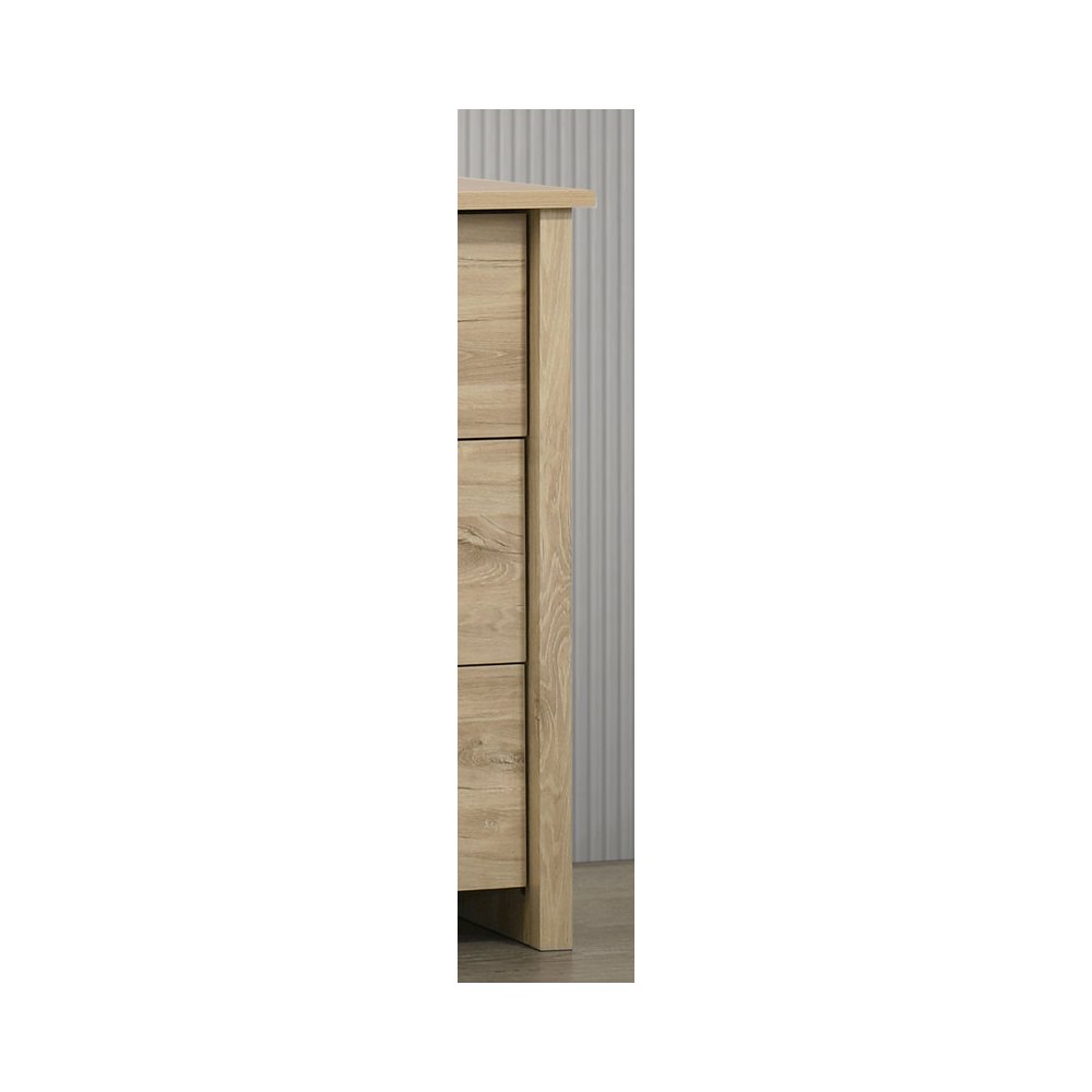 Celeste 57″W Light Oak Finish 6-Drawer Dresser with Black Handles