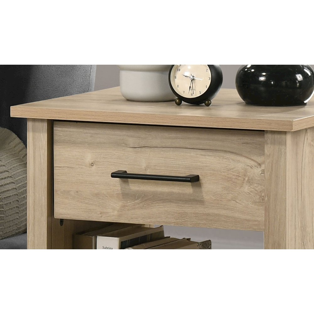 Celeste 20″W Light Oak Finish 1-Drawer Nightstand Bedside Table