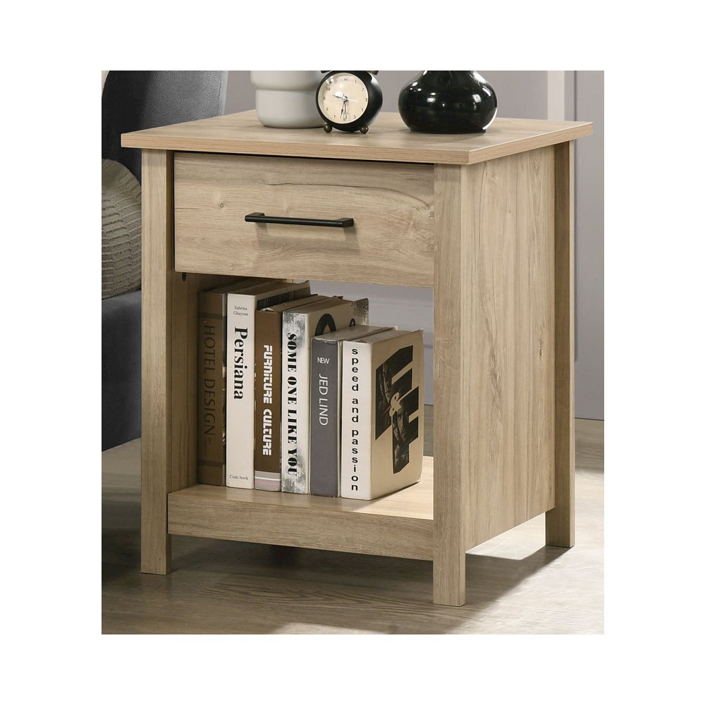 Celeste 20″W Light Oak Finish 1-Drawer Nightstand Bedside Table
