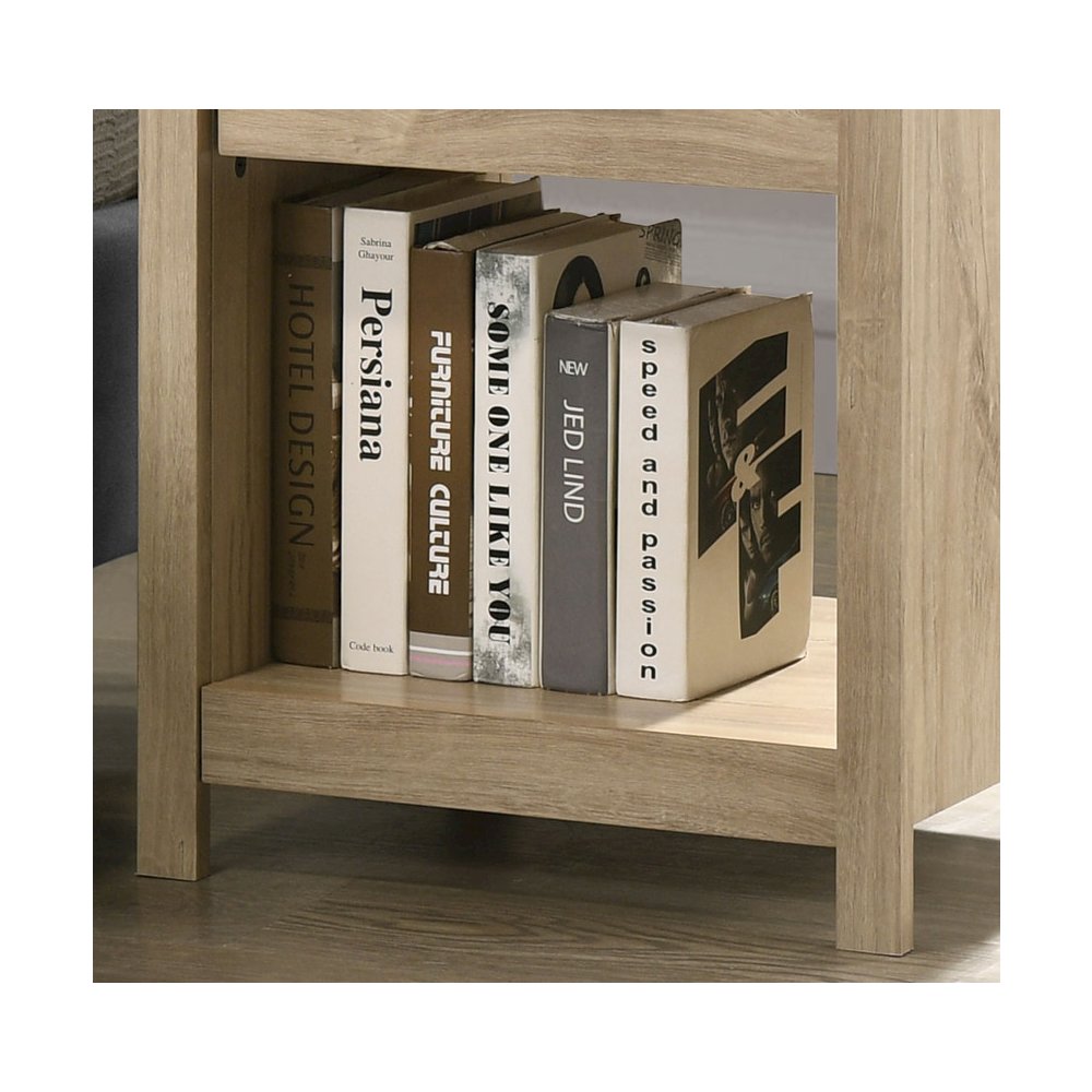 Celeste 20″W Light Oak Finish 1-Drawer Nightstand Bedside Table