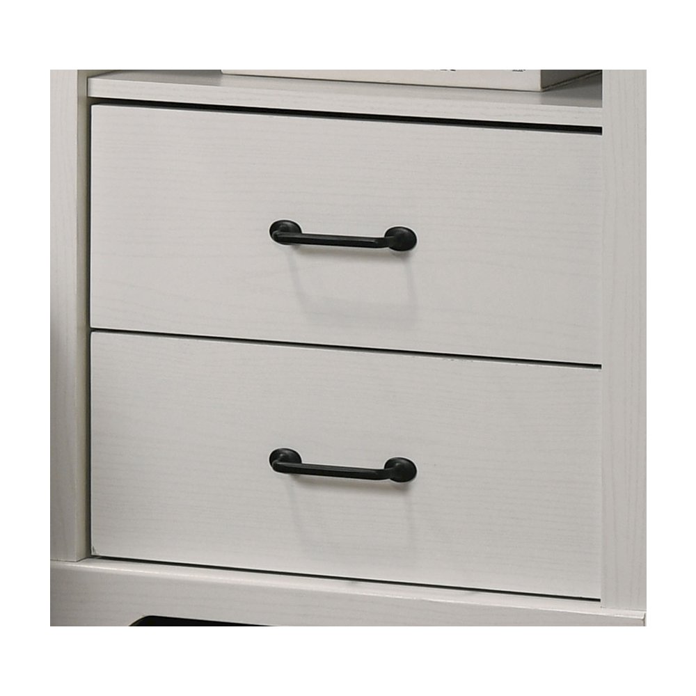 Elara 22″W White 2-Drawer Nightstand Bedside Table with USB charging  Ports