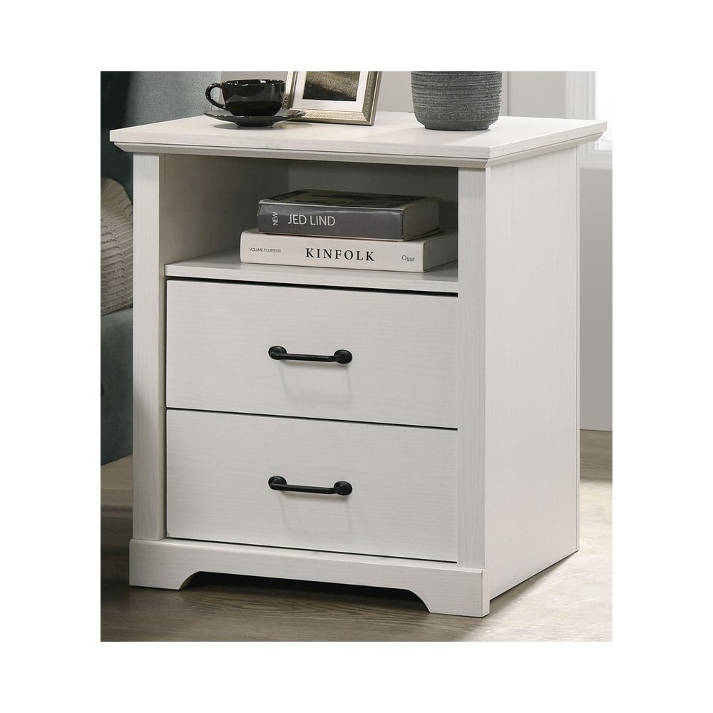 Elara 22″W White 2-Drawer Nightstand Bedside Table with USB charging  Ports