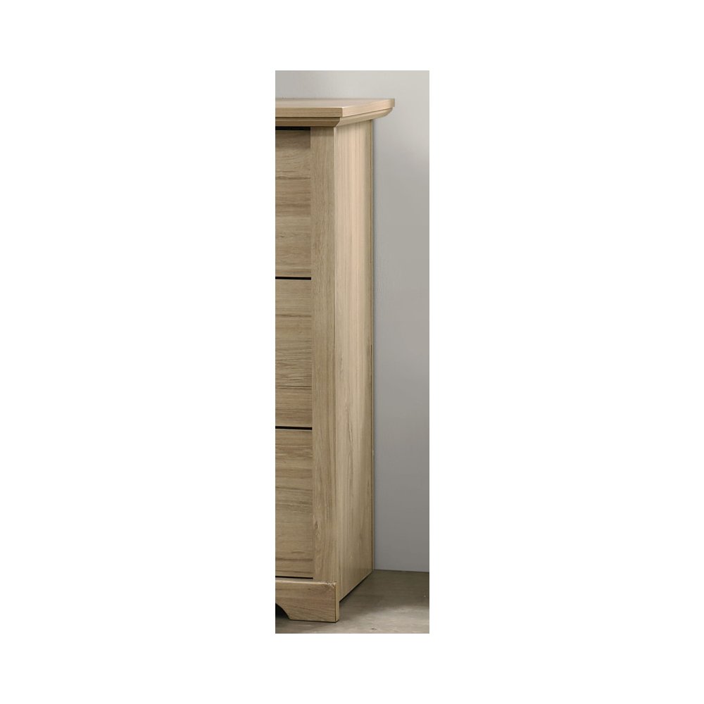Elara 57″W Light Oak Finish 6-Drawer Dresser with Black Handles