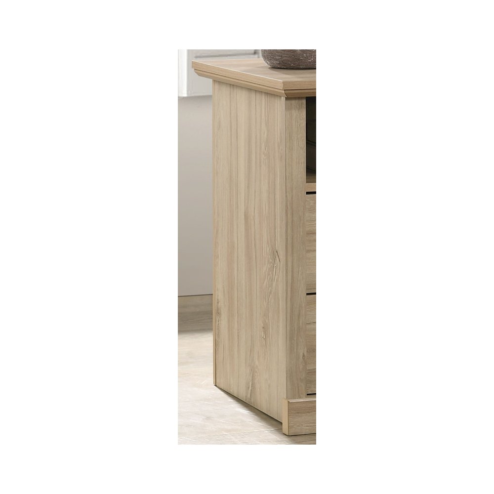 22″W Light Oak Finish 2-Drawer Nightstand Bedside Table with USB Charging  Ports