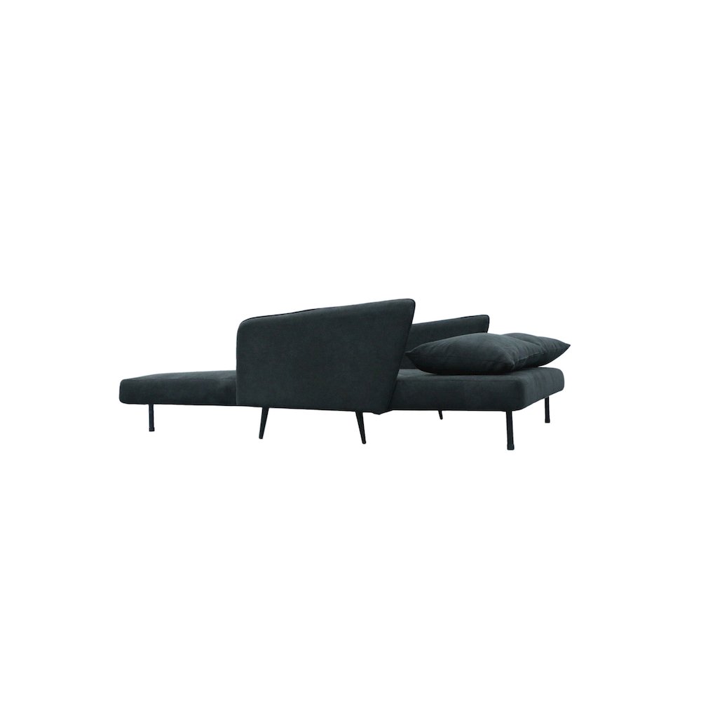 Lawson 61″W Black Fabric Convertible Loveseat Sleeper with Pillows