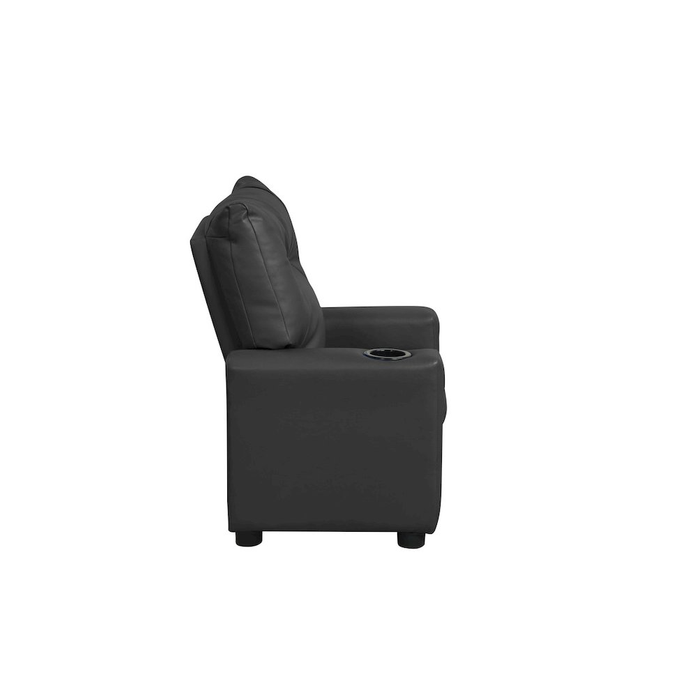 Perline 23″W Black PVC Fabric Kids Recliner Chair with Cupholder