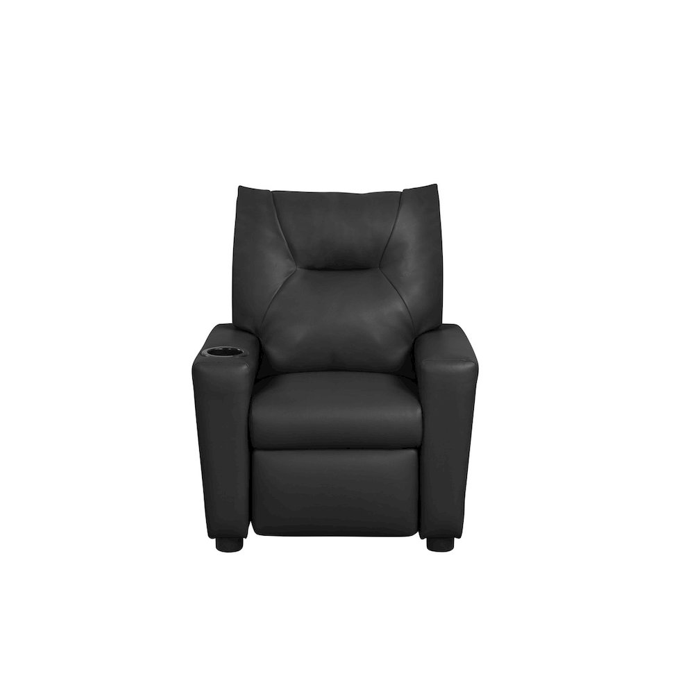 Perline 23″W Black PVC Fabric Kids Recliner Chair with Cupholder