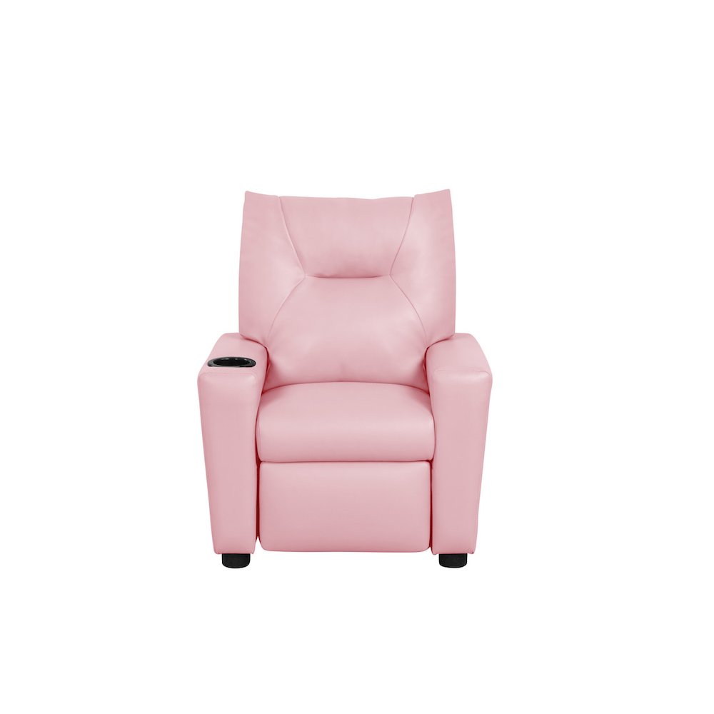 Perline 23″W Pink PVC Fabric Kids Recliner Chair with Cupholder