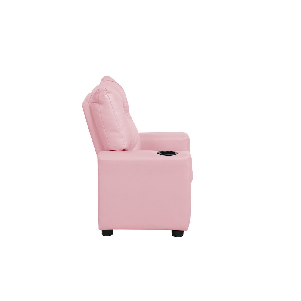 Perline 23″W Pink PVC Fabric Kids Recliner Chair with Cupholder