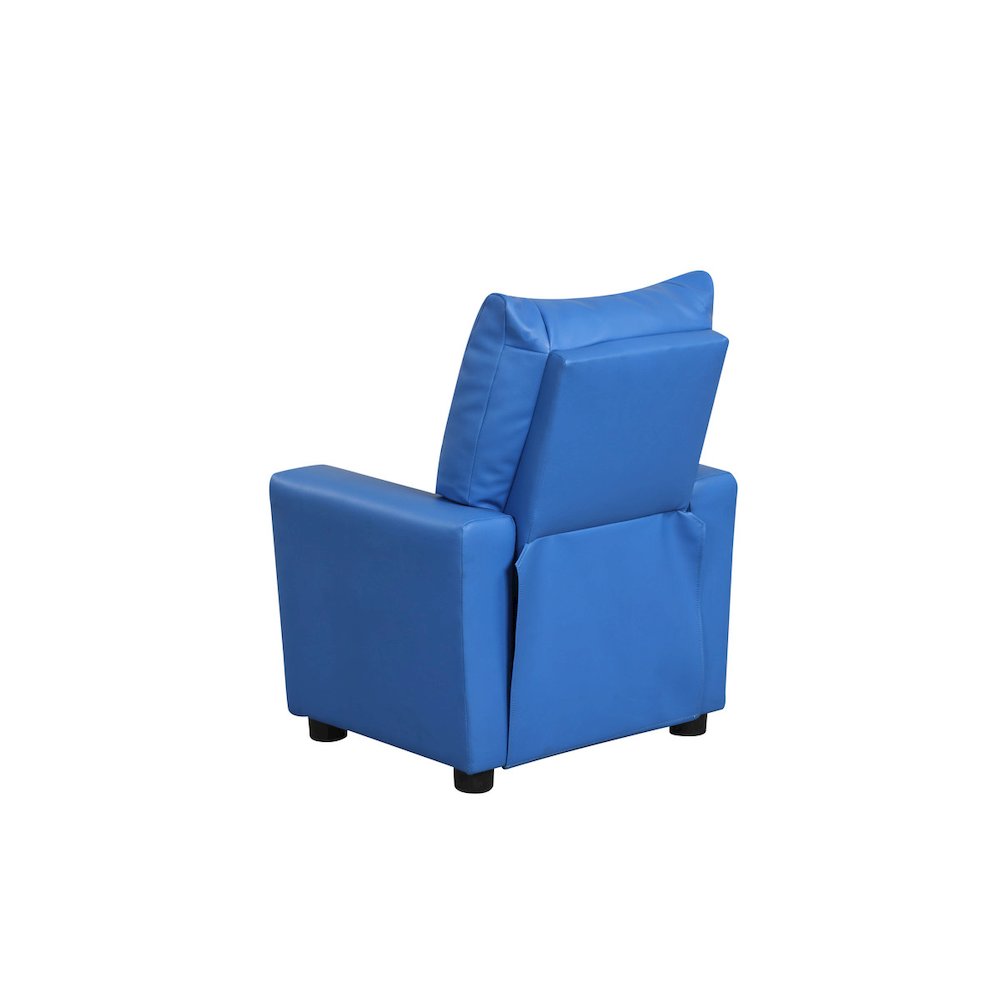Perline 23″W Blue PVC Fabric Kids Recliner Chair with Cupholder
