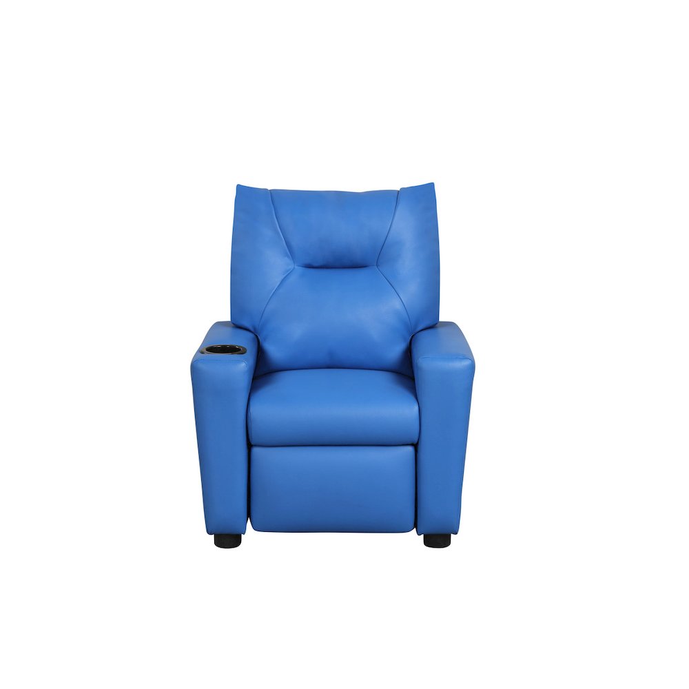Perline 23″W Blue PVC Fabric Kids Recliner Chair with Cupholder