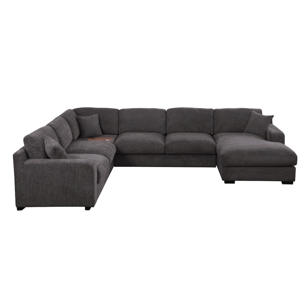 Celine 128″W Gray Chenille Fabric Corner Sectional Sofa