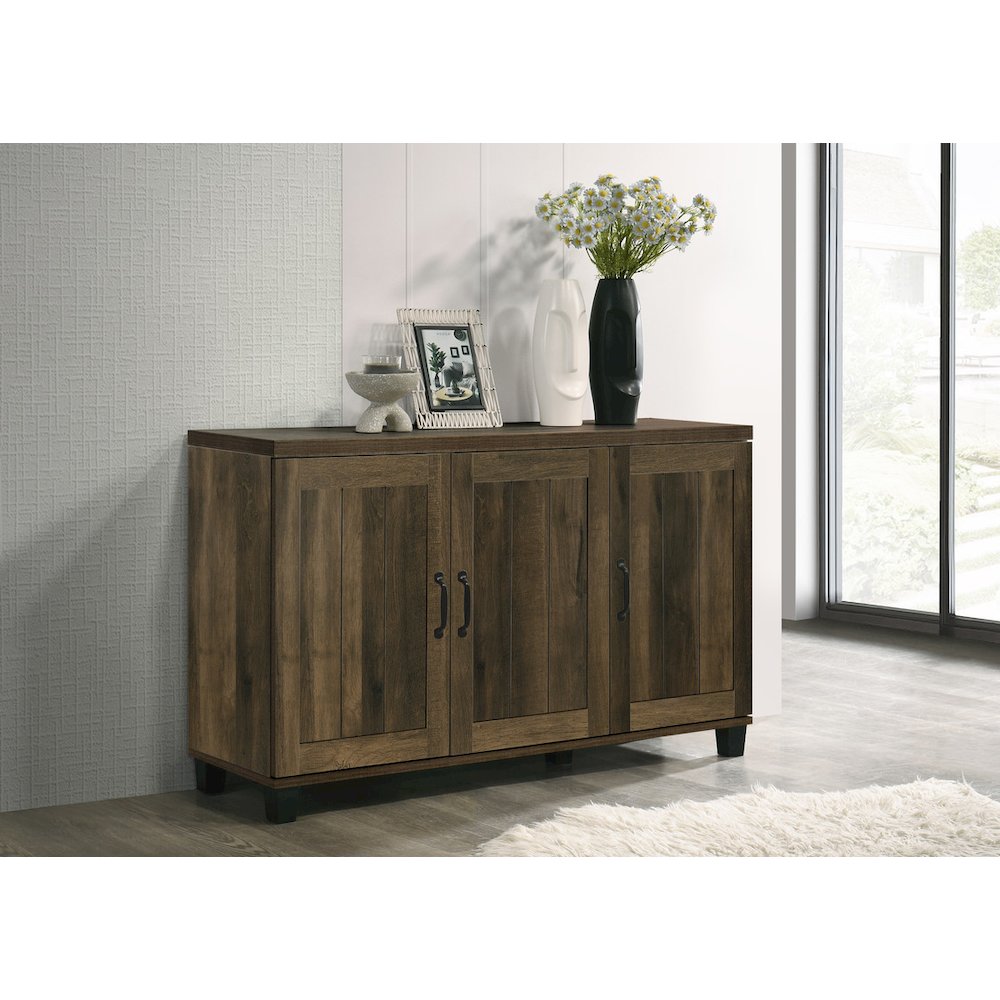 Corby 45″W Dark Dusty Oak Finish 3-Door Shoe Cabinet