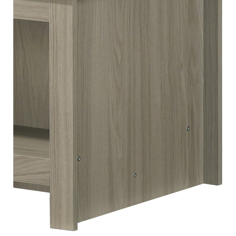 Nyla 43″W Gray Oak Coffee Table with Open Shelves Front and Back