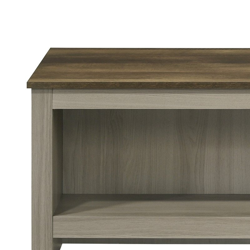 Nyla 43″W Gray Oak Coffee Table with Open Shelves Front and Back
