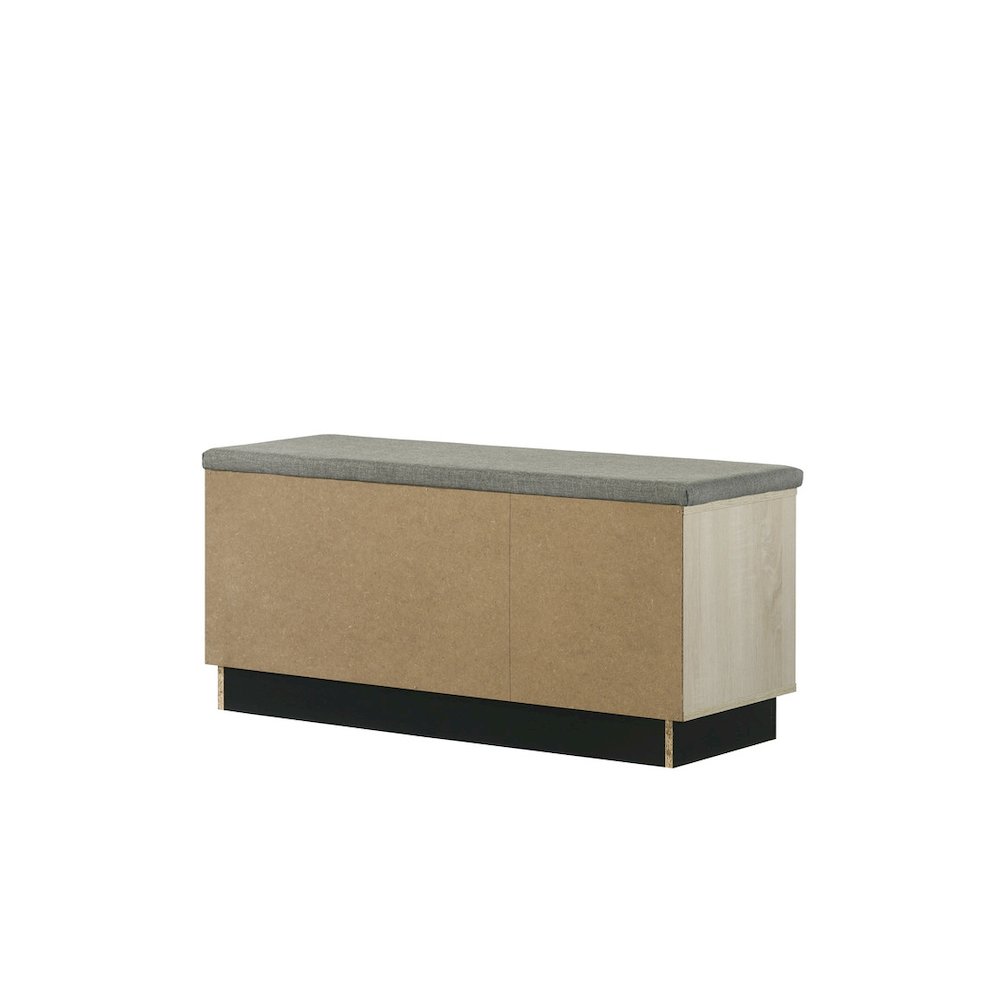 Brett 38.5″W Oak Finish Shoe Cabinet with Sliding Doors