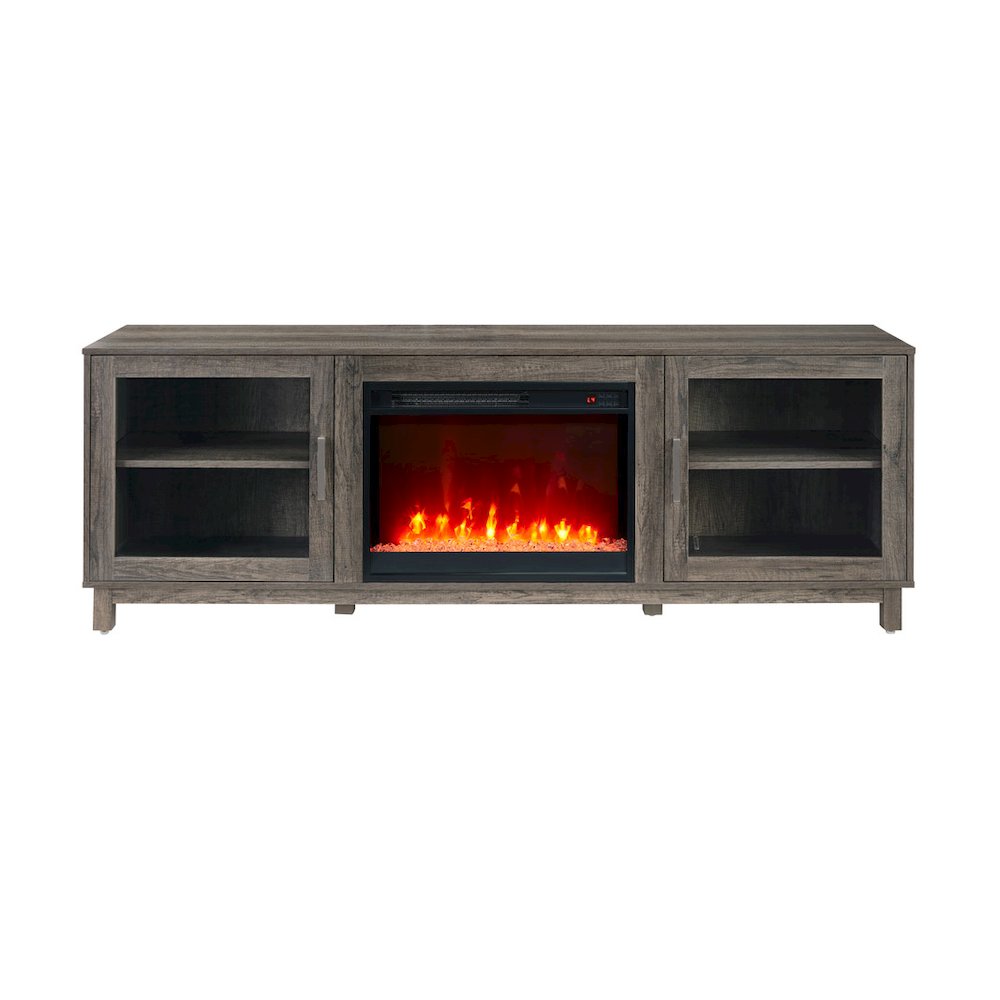 Summit 70″W Gray Walnut Finish TV Stand Console with Fireplace and Heater