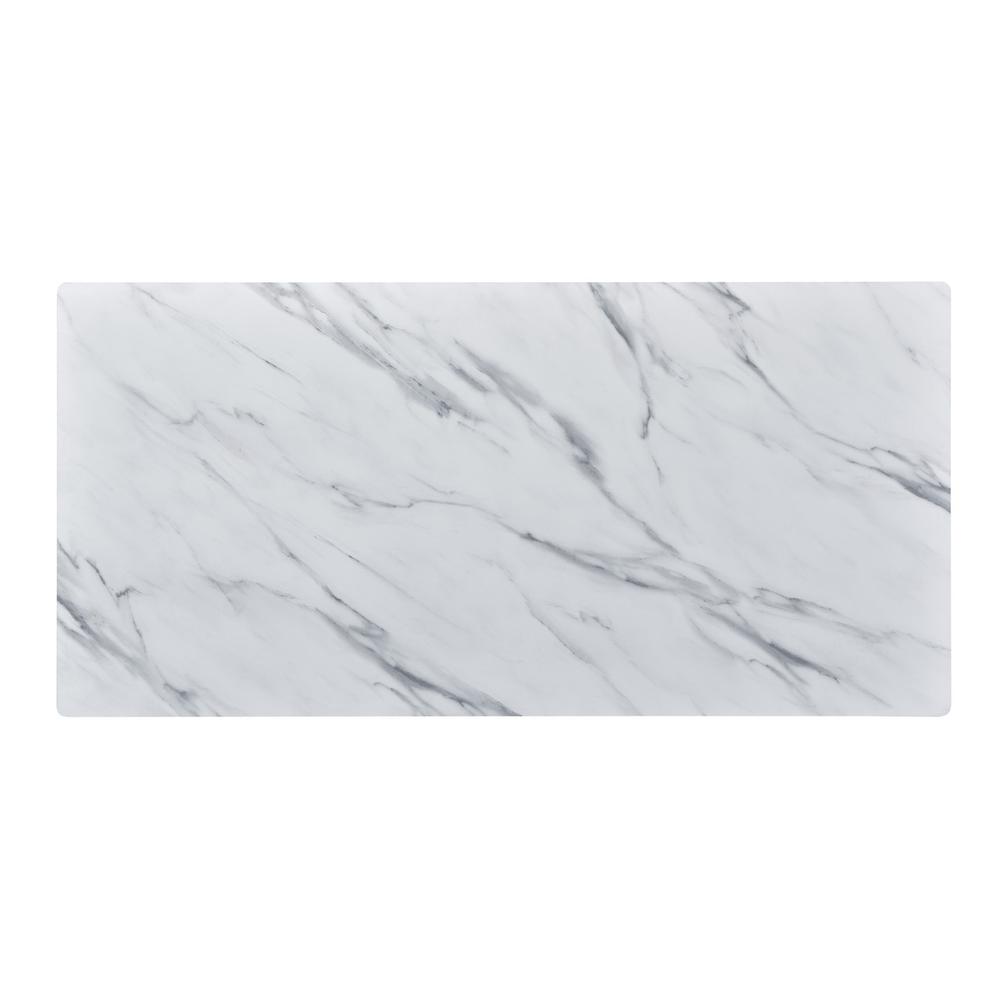 Landon Coffee Table with Glass White Marble Texture Top and Bent Wood Design