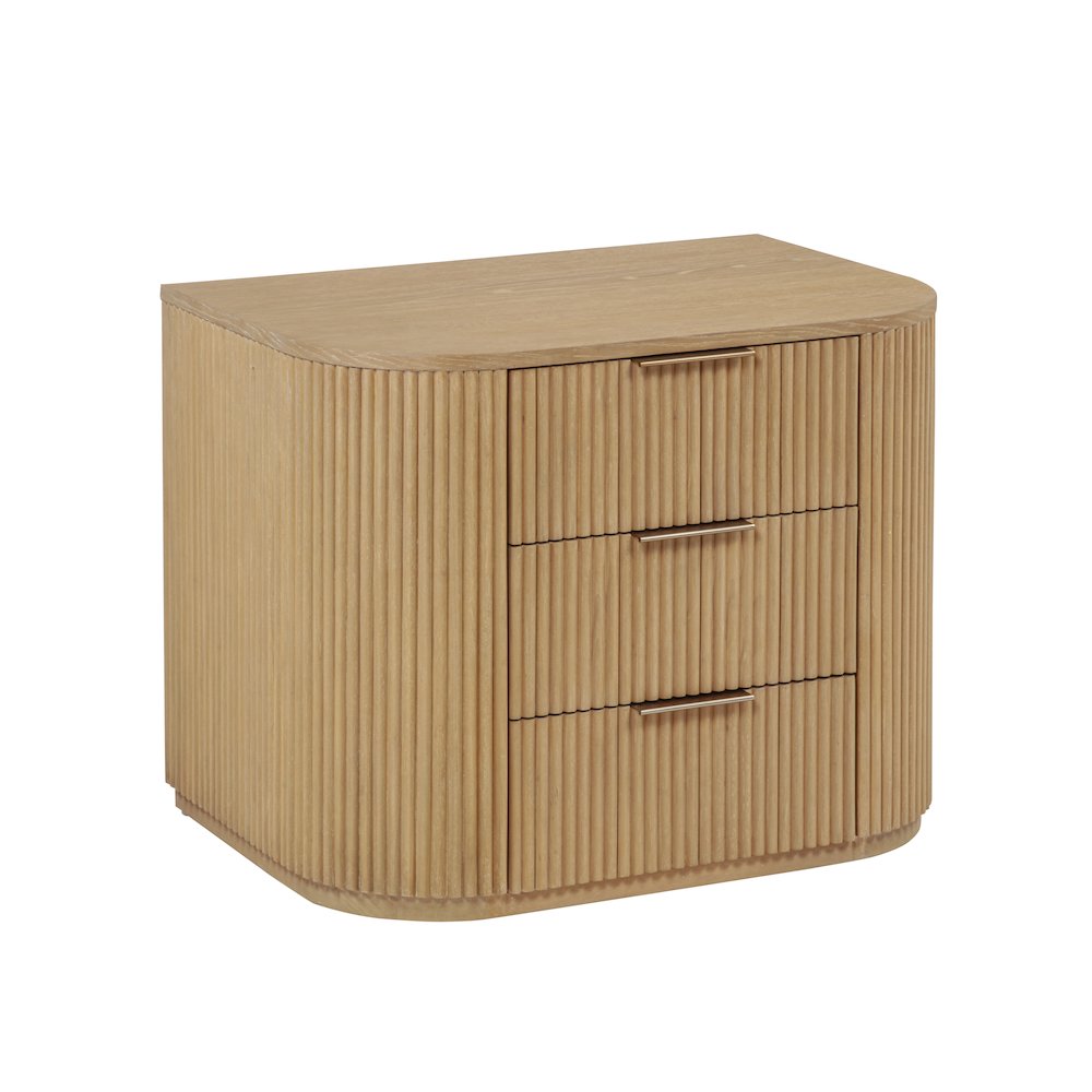 30″ Wide Modern Fluted 3-Drawer Nightstand Mid Century