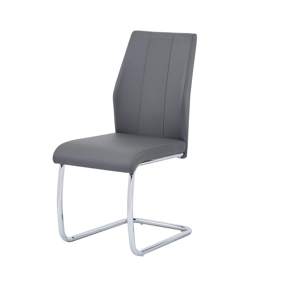 Gudmund 2-piece Modern Dining Chairs in Gray Faux Leather