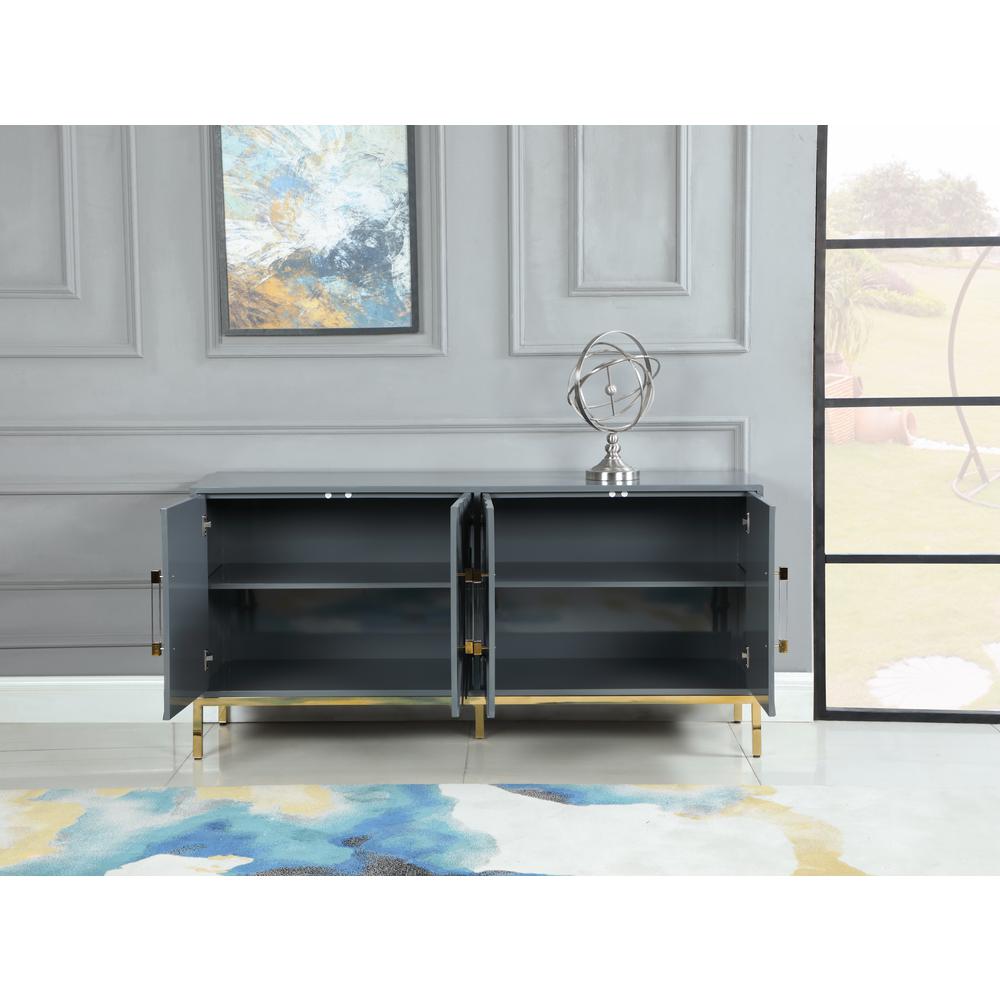 Best Master Furniture Junior 64″ Transitional Wood Sideboard in Gray/Gold Plated