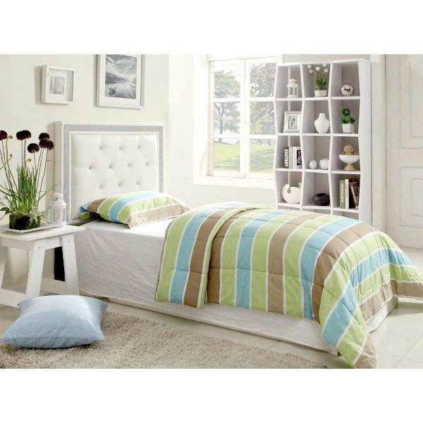 Best Master Faux Leather Full/Queen Headboard Tufted Crystal Rhinestone in White