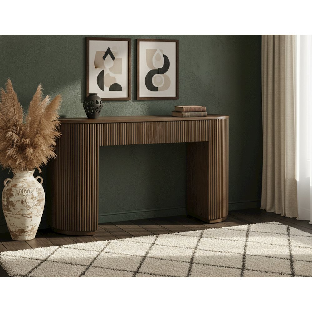 52″ Wide Modern Fluted Console Table Mid Century