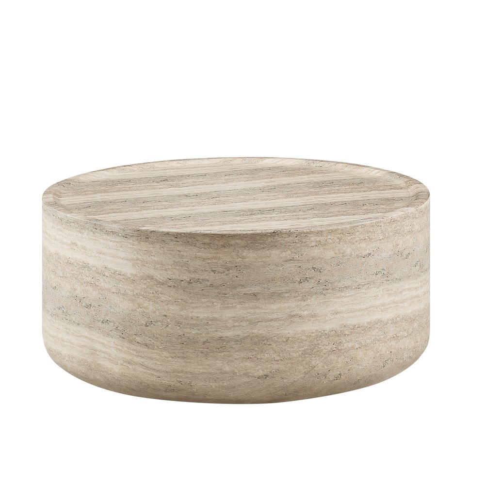 Round Coffee Table Concrete Travertine Finish