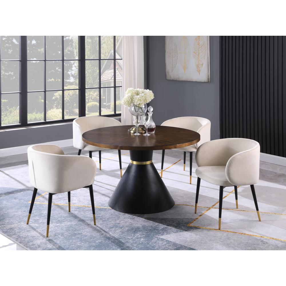 Hemingway 5-piece Round Dinette Set in Cream Velvet