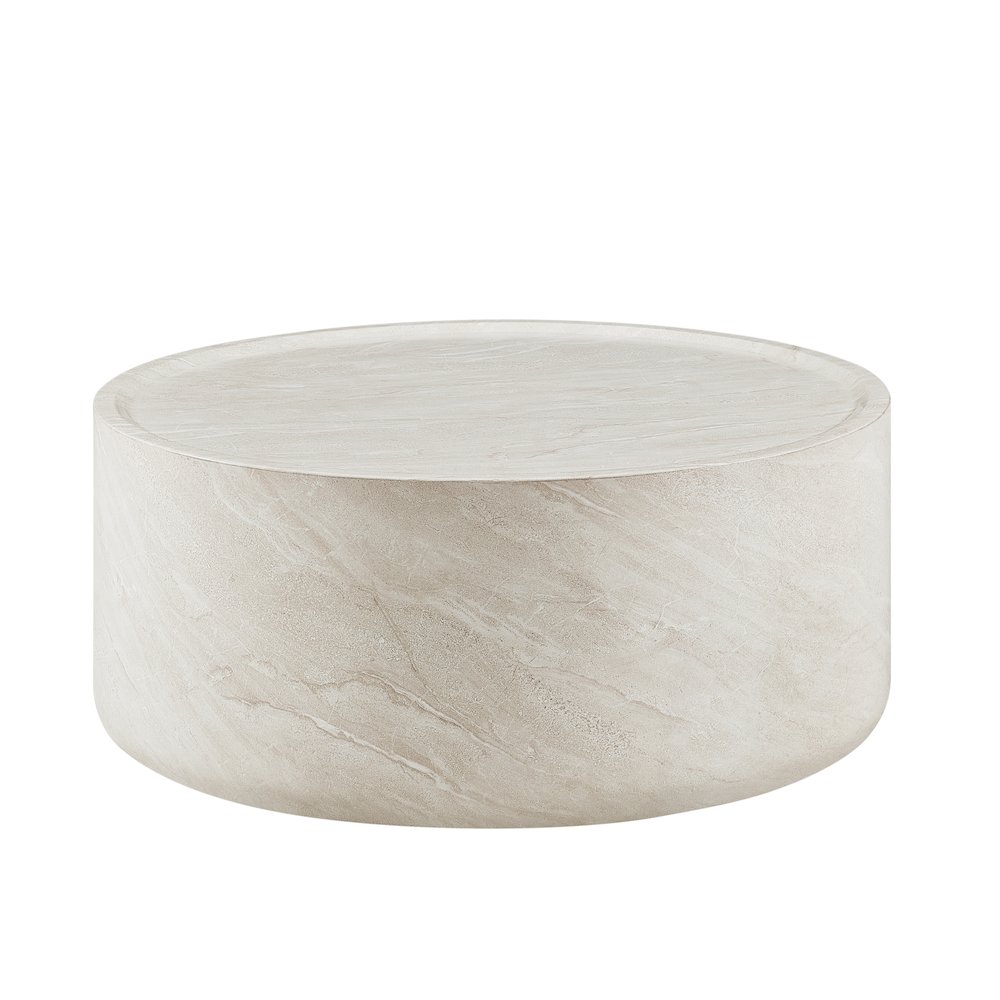 Round Coffee Table Concrete Travertine Finish