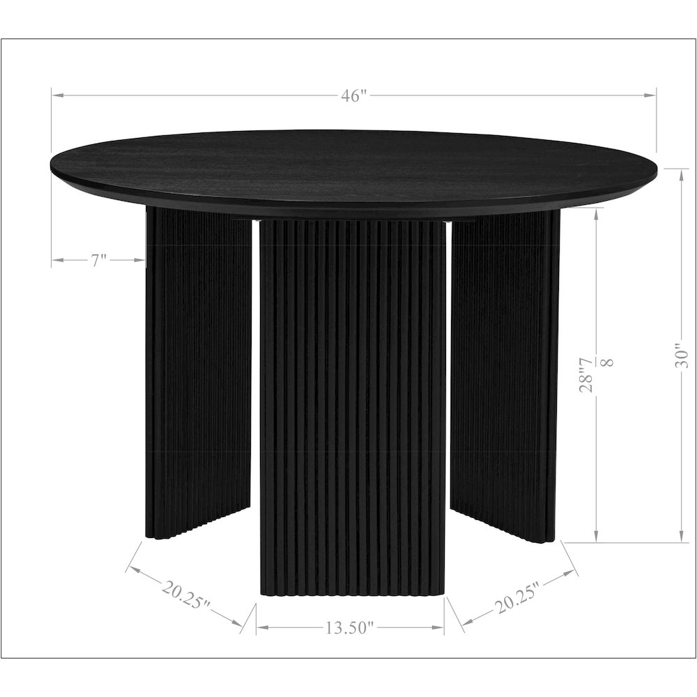 46″ Round Dining Table Mid Century Modern Natural Ash Veneer Wood Top