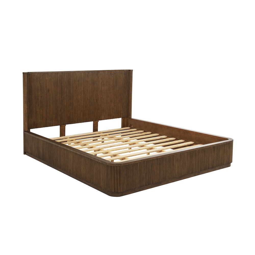 84″ Long Modern Fluted Platform California King Bed Frame 47.5″ High Headboard