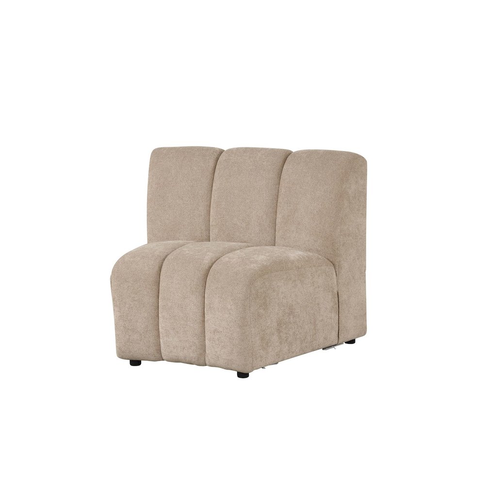 Sullessa Modular Polyester Cotton Armless Chair with Channel Tufted Design Camel