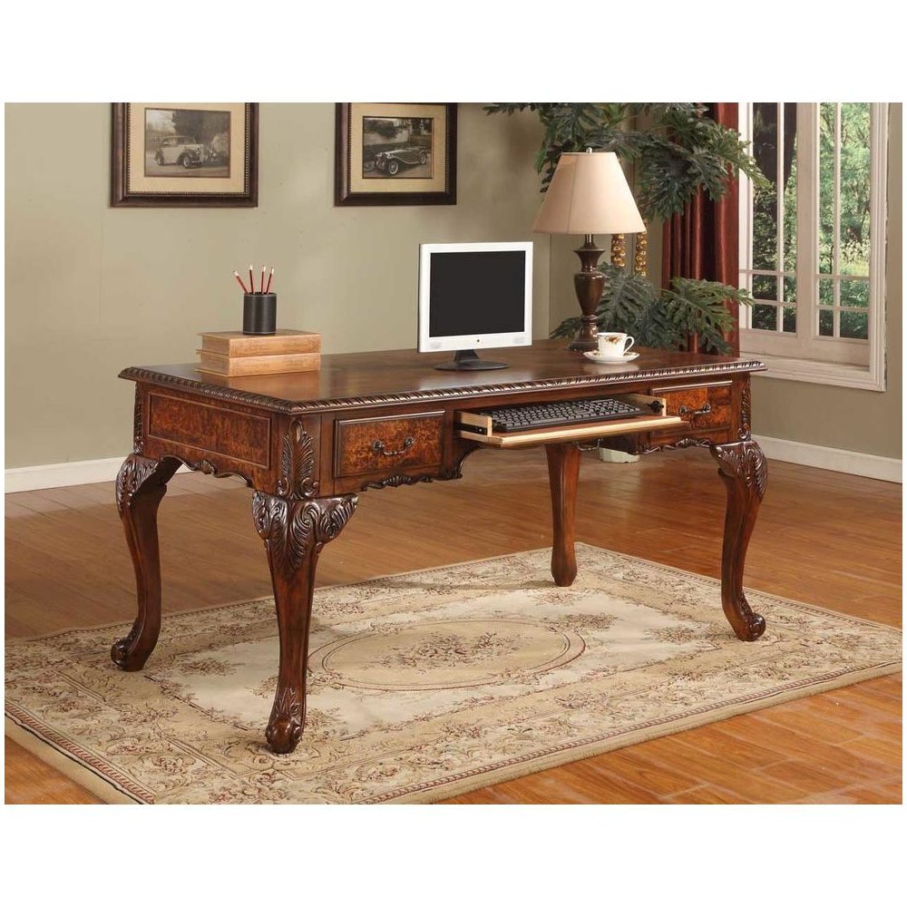 Best Master CDExecutive 60″ Wood Office Desk With Hand Carved Designs in Cherry