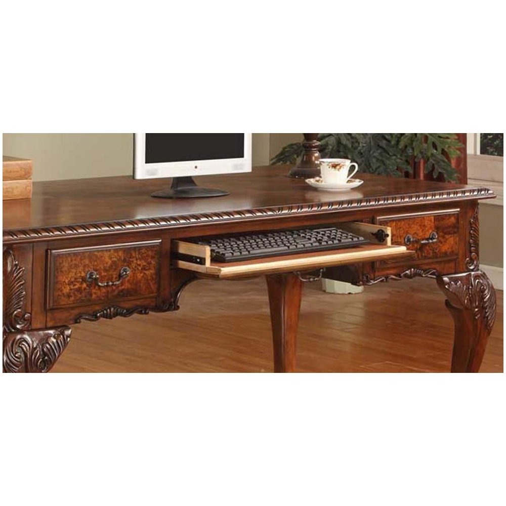 Best Master CDExecutive 60″ Wood Office Desk With Hand Carved Designs in Cherry