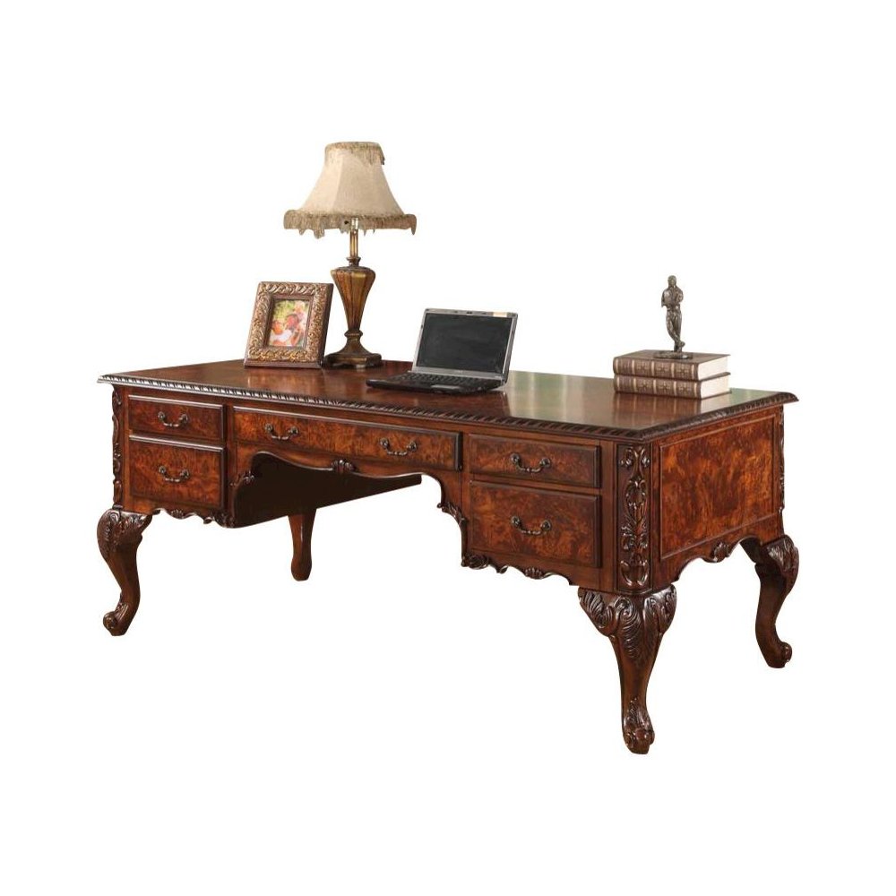 Best Master CDExecutive 72″ Wood Office Desk With Hand Carved Designs in Cherry