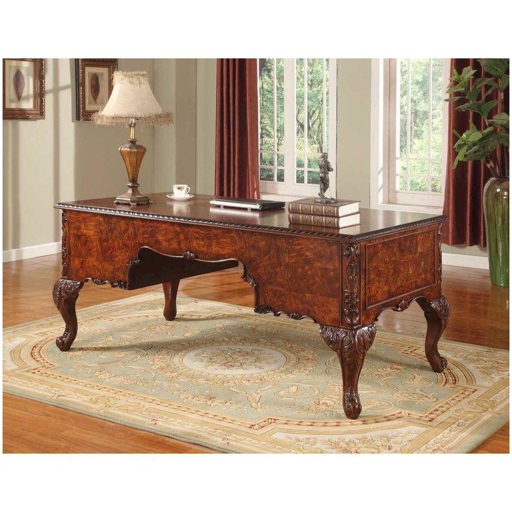 Best Master CDExecutive 72″ Wood Office Desk With Hand Carved Designs in Cherry