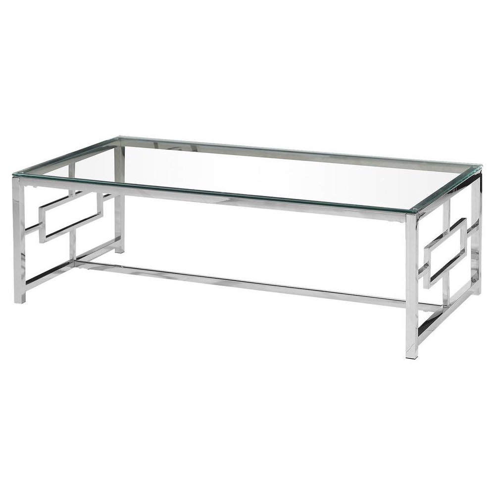 Best Master Stainless Steel and Glass Coffee Table in Silver Base/Clear