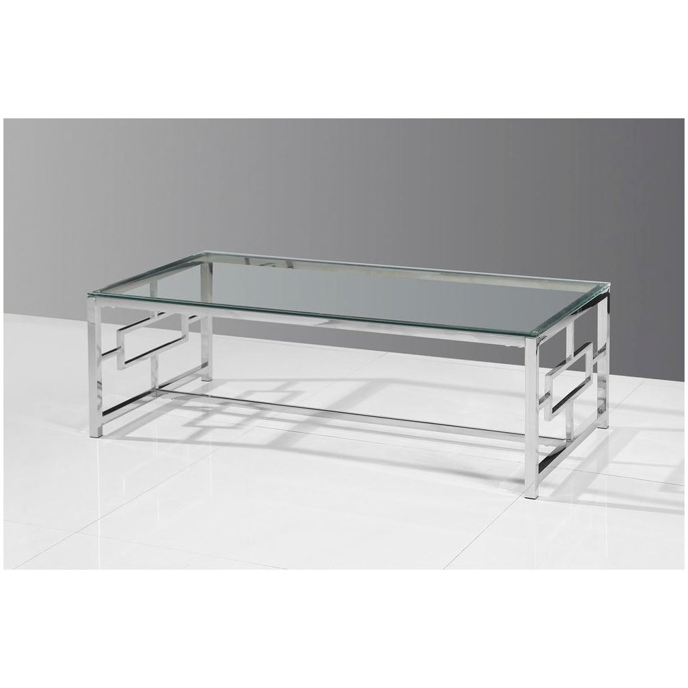 Best Master Stainless Steel and Glass Coffee Table in Silver Base/Clear