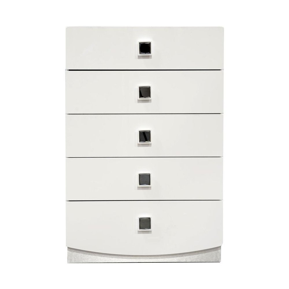 Best Master France 5-Drawer Poplar Wood Bedroom Chest in White Lacquer