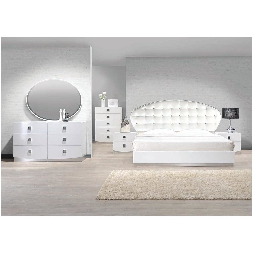 Best Master France 5-Drawer Poplar Wood Bedroom Chest in White Lacquer