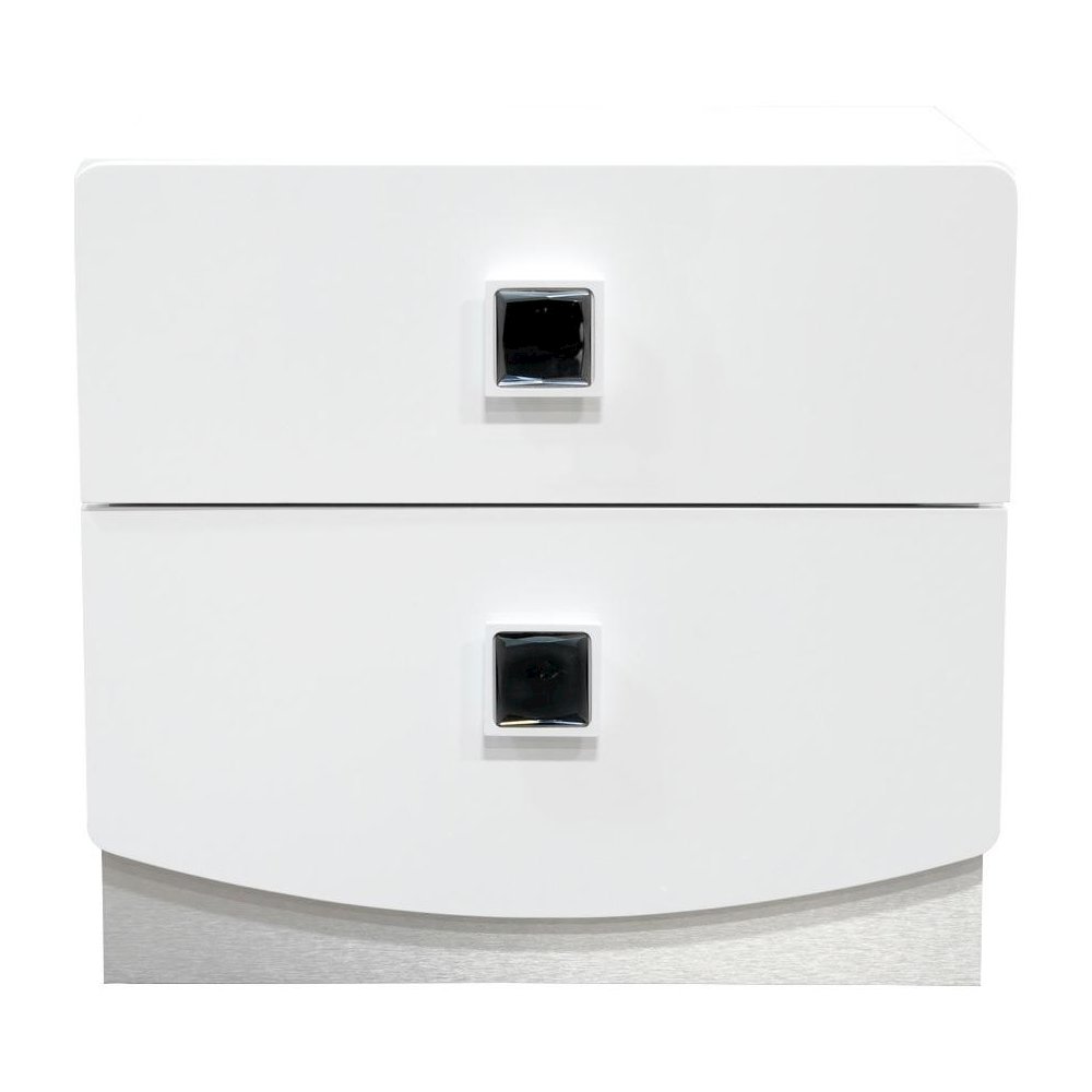 Best Master France 2-Drawer Poplar Wood Bedroom Nightstand in White Lacquer