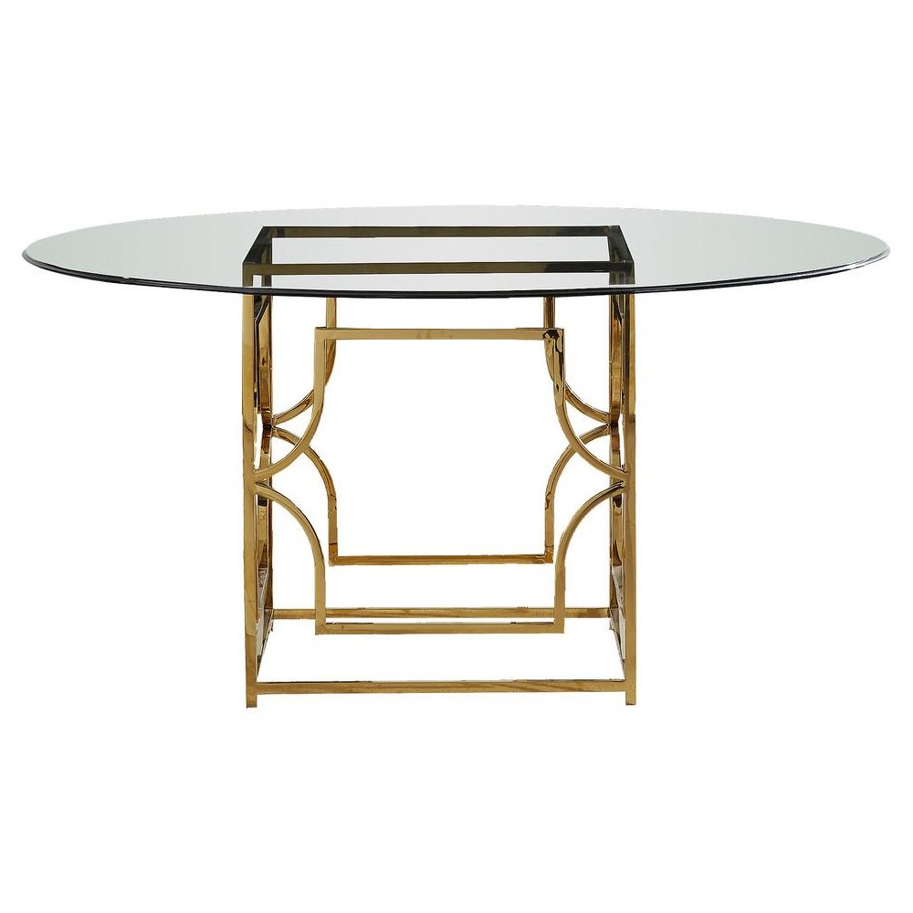Best Master Alexis 54″ Stainless Steel and Glass Round Dining Table in Gold